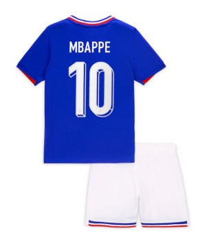 Billiga Frankrike Kylian Mbappe #10 Hemmatröja Barn EM 2024 Kortärmad (+ Korta byxor)